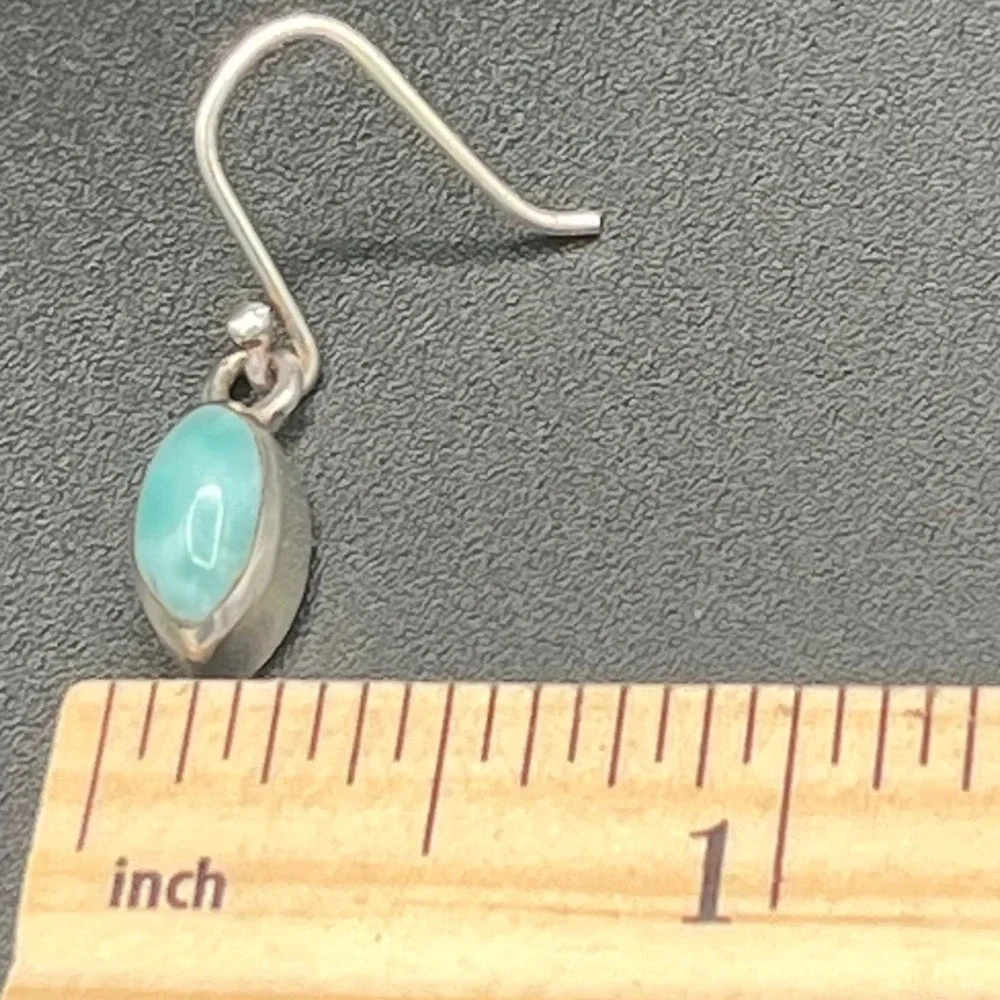 Handmade Larimar Earrings Marquise 925 Sterling Silver‎ Dangles